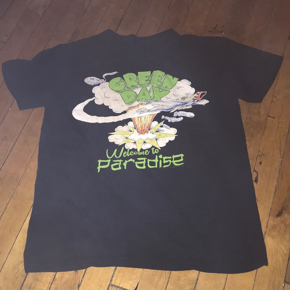 Green Day 'Welcome to Paradise' Graphic‎ Tee - Black with Lime Print